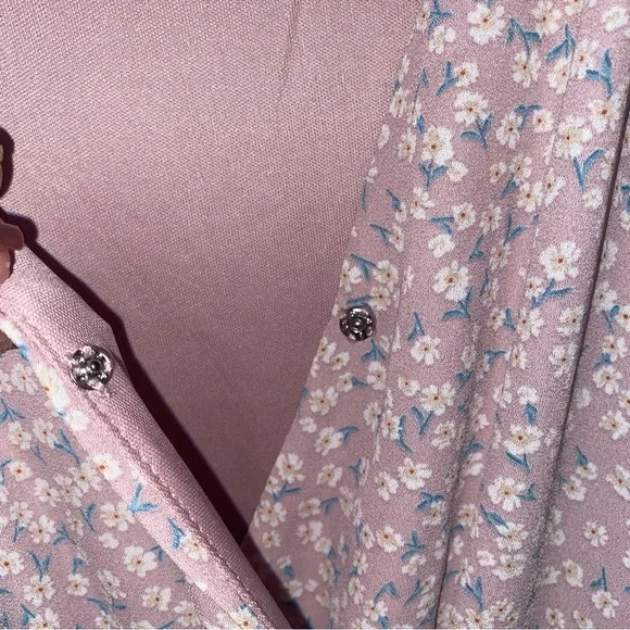 Sienna Sky Women's Sienna Sky Purple V Neck Floral Print Tie Back Dress Size M - Picture 2 of 6